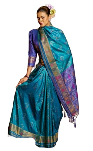 Image of MADHUHANSH Women's Cotton Linen Saree with Unstitched Blouse Piece and Solid Pattern | Mithila Painting Saree | Saree for Haldi Ceremony