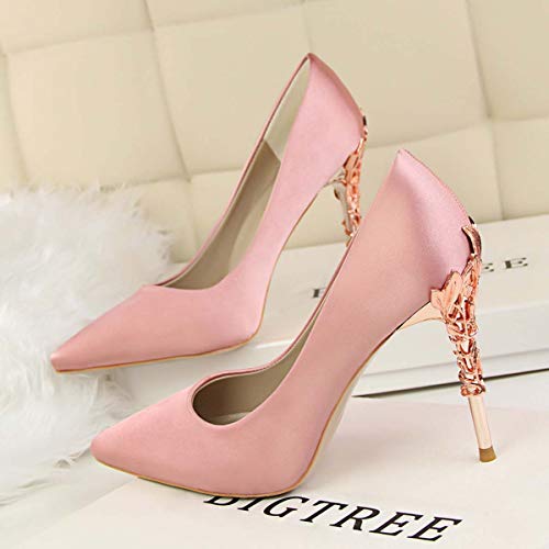 JOEupin Women's Satin Pointed Toe High Heel Dress Pump Shoes for Bridal Evening Party Pumps4