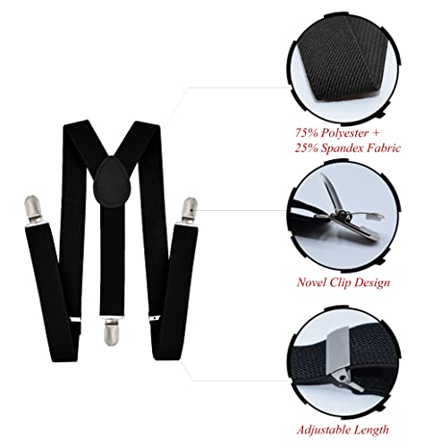 Image of Trilece Kids Boys Suspenders - Adjustable Elastic Y Back and Strong Clips - Various Solid Colors