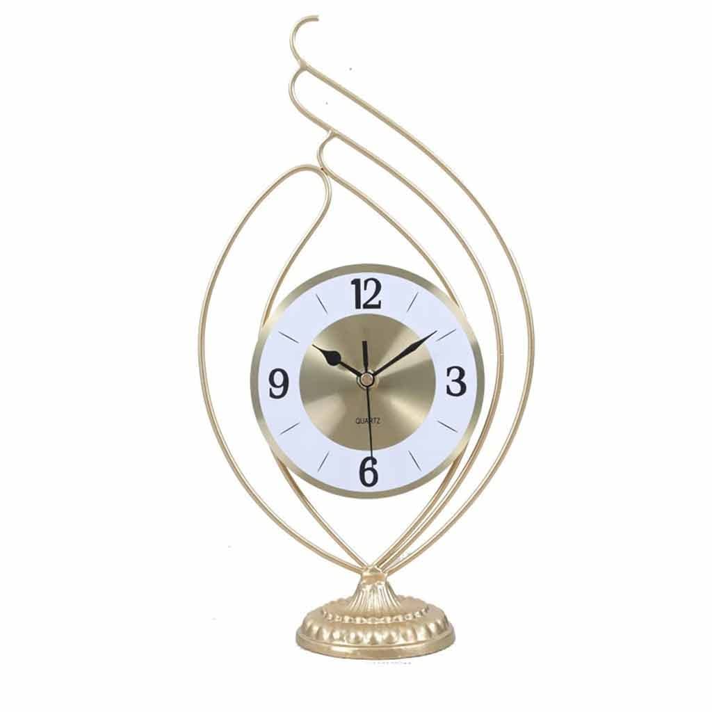HRWLY Golden Wrought Iron Alarm Clock Table Living Room Study Set