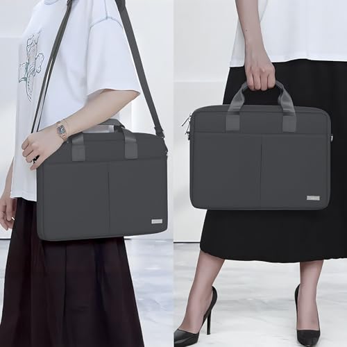 Image of GRIPP Hugo Laptop Sleeve Bag for Laptop /MacBook up to 14 Inch, Detachable Shoulder Strap, Carry Handle, Trolley Sleeve, Tablet Compartment, Multiple Organisers, Office and Travel Bag - Grey