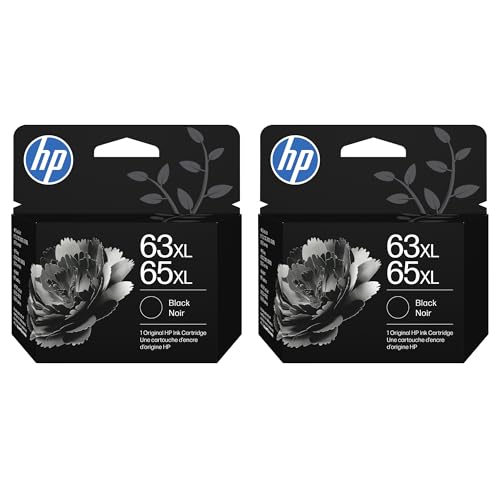 Image of HP 63XL 65XL Black High-Yield Ink Cartridge - 2 Pack| Works AMP; DeskJet 1100, 2100, 2600, 3600; Envy 4500, 5000; OfficeJet 3800, 4600, 5200 Series | B7RT5AA
