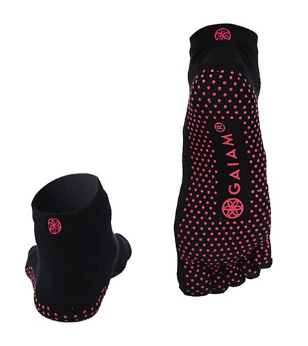 Gaiam Yoga Socks - Grippy Non Slip Sticky Toe Grip Accessories For Women & Men - Hot Yoga, Barre, Pilates, Ballet, Dance, Home - Pink, Small/Medium #TOP5