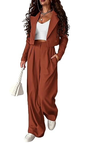 PRETTYGARDEN Women's Dressy Formal Pant Suits Button Down Jacket 2 Piece Job...