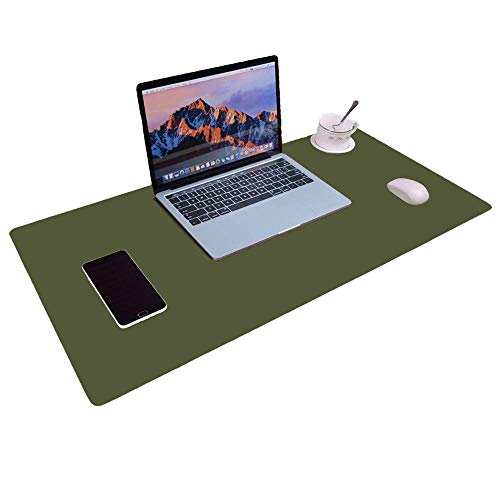 Aisakoc muismat voor kantoor, 800 x 400 x 2 mm, ultradun, antislip en waterdicht, PU-leer, bureau, zeer draagbaar, dubbelzijdig, bureau-onderlegger