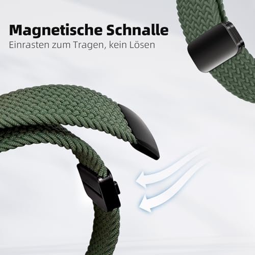 Geflochtenes Armband Kompatibel mit Samsung Galaxy Watch 7 6 5 4 40mm 44mm/6 Classic 43mm 47mm/5 Pro 45mm No Gap Armband mit Magnet Galaxy Watch Band für Damen Herren(Dunkelgrün) – Bild 5