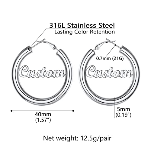 Image of Stainless Steel Chunky Hoop Earrings For Women, Minimalist and Chic, Black /Gold Plated, Round Hoops Earrings Hypoallergenic, Size: 30mm /40mm /60mm /80mm, Come with Box