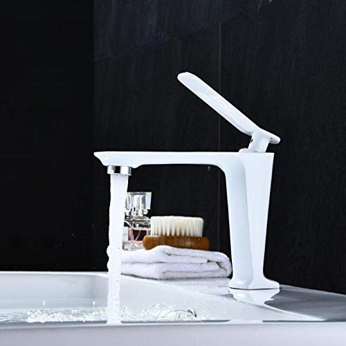 Robinet de lavabo mélangeur eau froide chaude mitigeur blanc évier salle de bains
