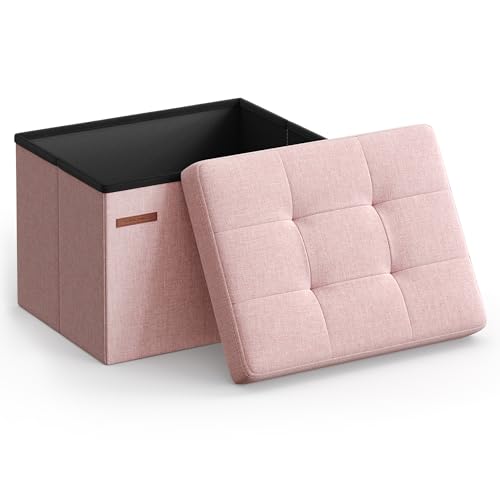 SONGMICS MAZIE Folding Storage Ottoman - Jelly Pink