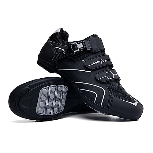 Hixingo Zapatilla de Ciclismo Hombre Mujere Zapatos Bicicleta de Carretera Exterior MTB Compatibles con Suela de Goma, Zapatillas de Ciclismo Unisex Adulto Respirables