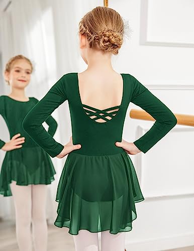 Zaclotre Ballet Leotards for Girls Toddler Classic Long Sleeve Criss-Cross Back Dance Dress Ballerina Outfits3