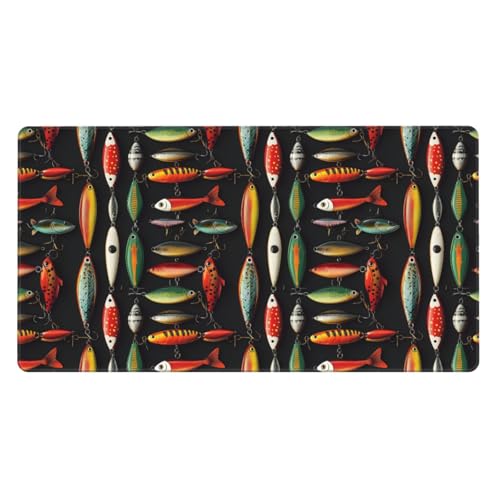 Tapis de souris de jeu grand format ordinateur portable avec base caoutchouc imprimé poisson