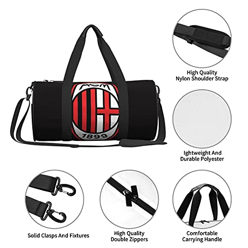 A.C. Milan Foldable Travel Duffel Bag, Waterproof Carry On Luggage Bag, Lightweight Travel Luggage Bag For Sports, Gym, Vacation