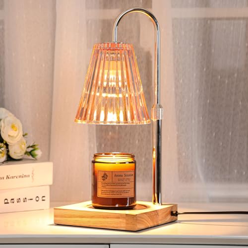 Lightsjoy Lámpara Calentadora Velas, Quemador Aceites Temporizador y Regulador de Intensidad, Lámpara Fusión Cera Vela Calentador de Velas Vintage para Hogar, Dormitorio, Decoración