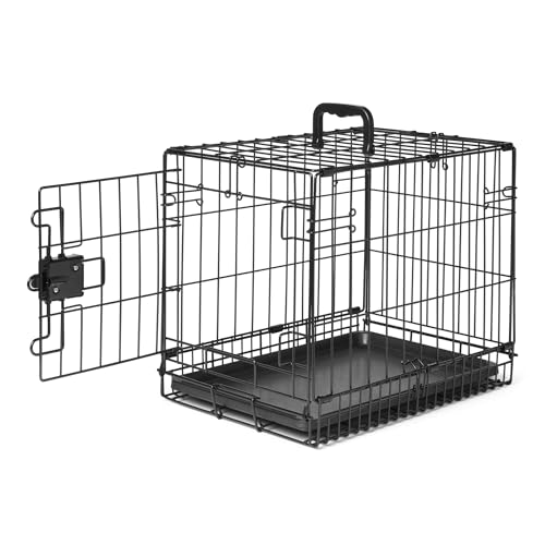 Amazon Basics Robuste, faltbare Hundebox aus Metall mit Bodenwanne, eine Tür, 46 x 32 x 38 cm, schwarz Amazon Basics Robuste, faltbare Hundebox aus Metall mit Bodenwanne, eine Tür, 46 x 32 x 38 cm, schwarz