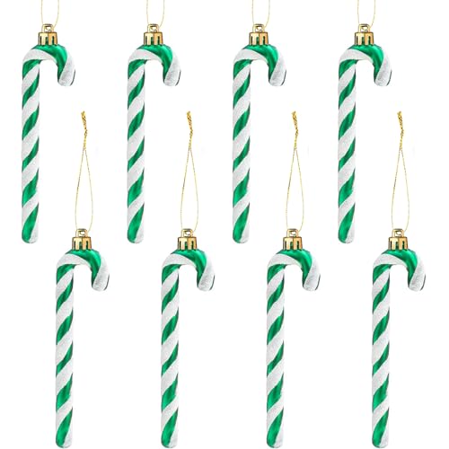 14CM Glitzer Weihnachtsbaum Deko Grün Zuckerstangen Anhänger 8...