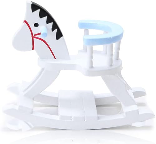 Miniatura 3 de Silla mecedora en miniatura para casa de muñecas a escala 112, accesorios de madera, lindo caballo de caballo, casa de muñecas, decoración de