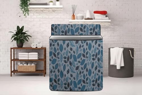 Image of The Furnishing Tree Semi-Automatic Top Load Washing Machine Cover | Waterproof & Dustproof | Easy to Clean | Durable & Washable, Leaf Botanical Print Polyester (51x84x96.5 CM)