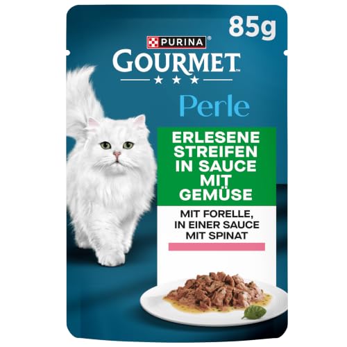 GOURMET Perle Erlesene Streifen Katzenfutter nass, mit Forelle, 26 x 85g