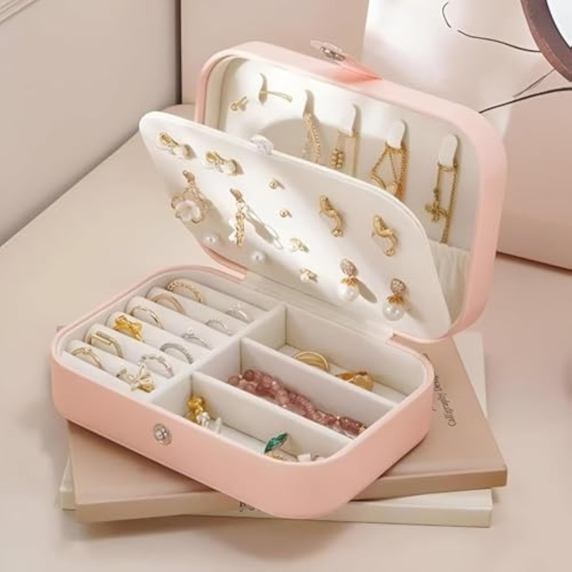 Leather Mini Jewellery Travel Case, Portable Organizer