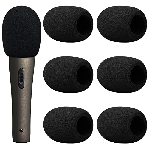 Pinsheng 6 Stück Mikrofon Windschutz, Schaumstoff Mikrofonabdeckung für Handmikrofon, Große Mic Windschutz für KTV, Bühnenperformance, Outdoor-Aktivitäten (Schwarz)