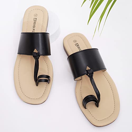 Image of Big Fox Toe Ring Slip On Flat Sandals For Women