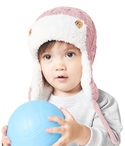 Adigau Bébé Chapeau Hiver Chaud Enfant Fille Garçon Bonnet Tricoté Cache Oreilles Bob Epais Outdoor Ski Rose 2-5 Ans Cover