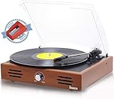 Tocadisco Vintage con Altavoces de 3W y sonido Estéreo. Función Encoding a través de salida PC-Link para grabar y digitalizar tus vinilos favoritos a MP3, convertidor de Discos de Vinilos a tu PC fácil de utilizar