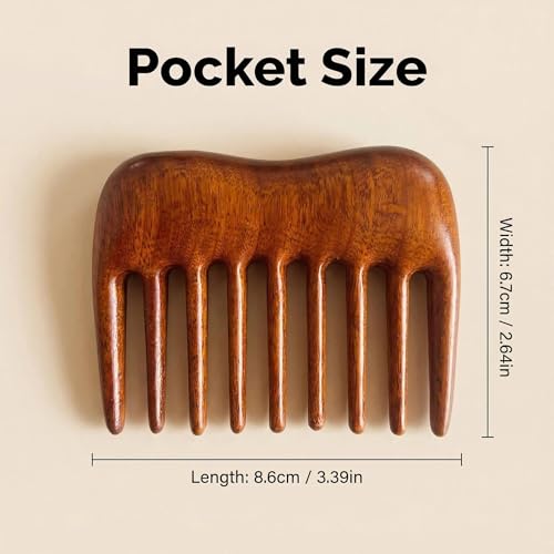 Peine de madera con dientes largos para desenredar miniatura 2