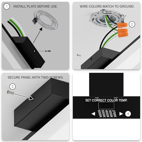 Image of 18 Inch Bathroom Vanity Light Fixtures with Night Light: Long Square Wall Mounted LED Lighting Bar Over Mirror with 5CCT & 2200K Color Changing, 120V, 780-900lm, ETL, Matte Black, 1 Pack