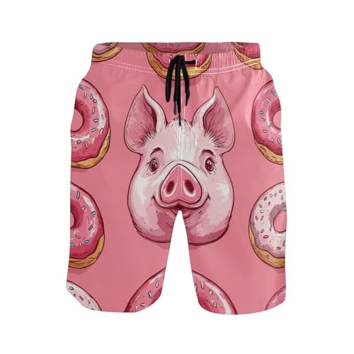 Men's Swim Trunks Quick Dry Swimming Shorts with Pocket Pig Face Donuts Swimsuit Trunks 7