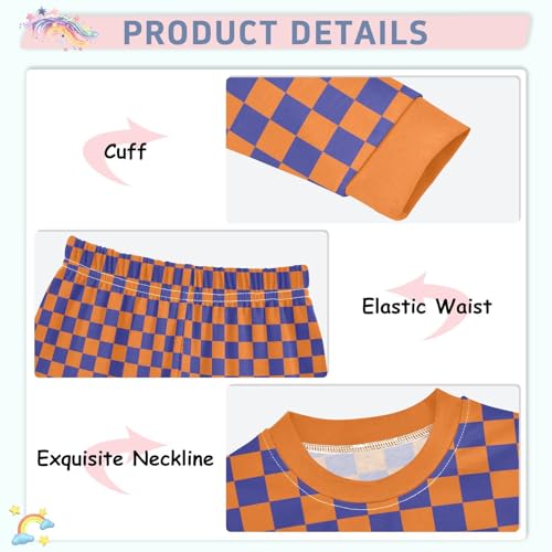 Checkerboard Plaid Pajamas Sets Cute Long Sleeve Pants Set for Sleepwears4