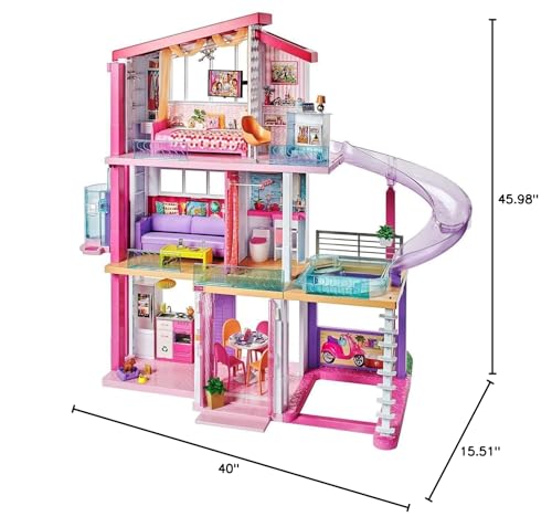 Image of Barbie Dream House Doll house with Pool, Slide & Elevator