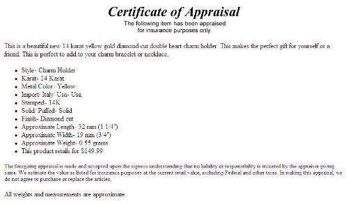 FindingKing 14K Gold Double Heart Charm Holder2