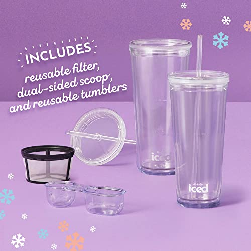 Mr. Coffee 3-in-1 Single-Serve Iced and Hot Coffee/Tea Maker with Blender with Reusable Filter, Scoop, Recipe Book, 2 Tumblers, Lids and Straws, Black - Thumbnail 7