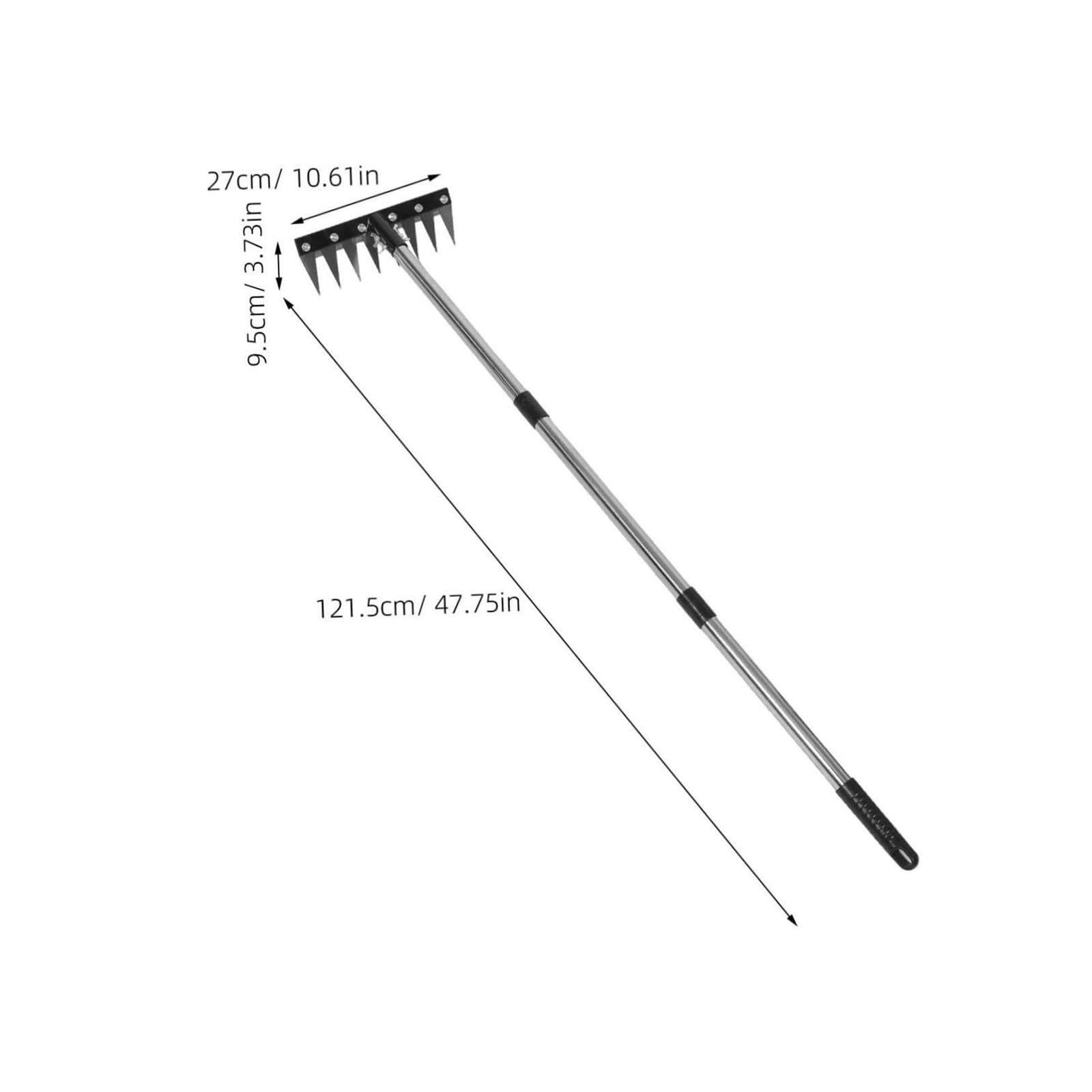 Rastrello for prato resistente, 8 denti, manico regolabile, strumento for allentare il terreno in acciaio inossidabile for giardino