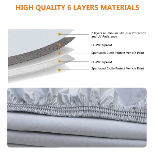 Image of SEAZEN Car Cover Waterproof All WeatheriA'Full car Covers UV Protection /Snowproof /DustproofiA'Universal car Cover 5 Layer Breathable Fabric with CottoniE†201 inch L x 70 inch W x 47 inch H, Sedania€