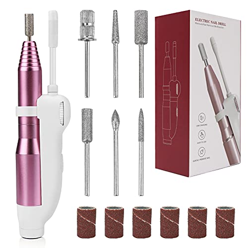 LINGSFIRE Electric Nail Drill Kit, Professional Nail Drill with LED Lights USB Charging Acrylic Nail Drill with Drill Bits and Sanding Bands Nail Drills for Acrylic Nails File Home Salon Use