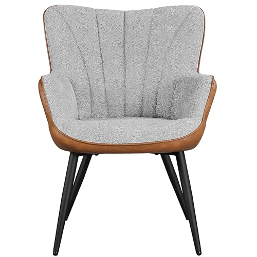 Sillón Moderno Tapizado Boucle Color Gris y Marrón miniatura 1