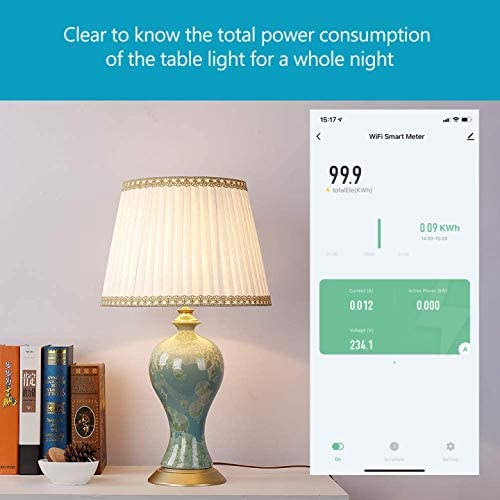 App showing total power consumption of a table light