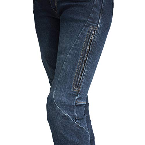 MAXLER JEAN Biker Jeans for women - Slim Straight Fit Motorcycle Riding Pants, 605 Blue (Size 28) - Thumbnail 4