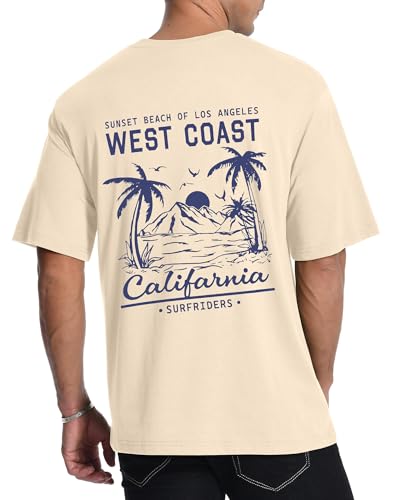 AIYINO Mens West Coast T-Shirt California Palm Tree Summer Graphic Tee
