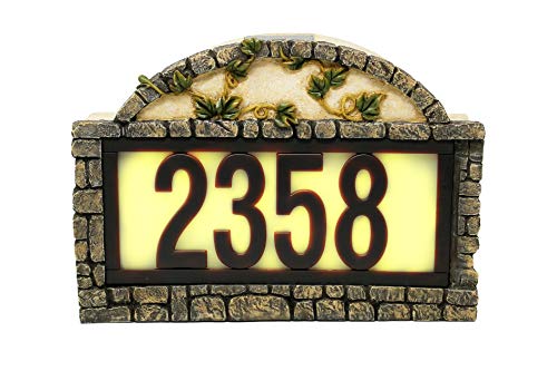Nature’s Mark Solar Power Lighted House Numbers Address Sign – LED Illuminated Outdoor Resin Light Up House Number Sign Decor for Home Yard Street (Ivy)