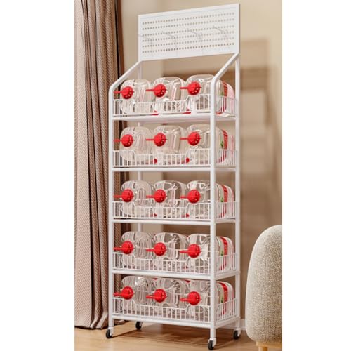 Meuble présentoir pour bonbons et panier de rangement métallique blanc 5 niveaux