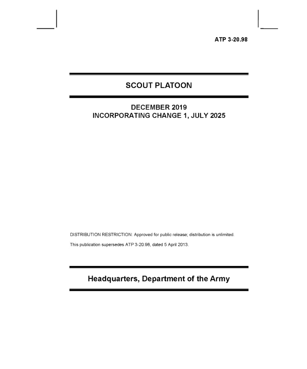 Scout Platoon ATP 3-20.98 July 2025 Small Pocket Size Edition (5 x 6"): July 2025 Pocket Edition
