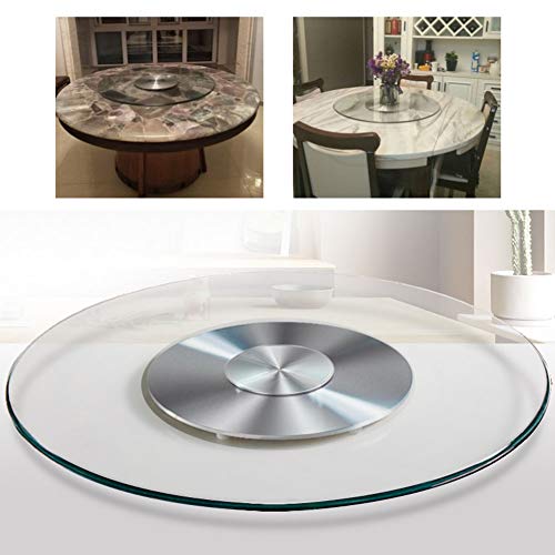 Kitchen Lazy Susan Turntable with Aluminum Base , Round Table Service Tray, Heavy Duty Non-Skid, Large Glass Turntable?Thick: 10mm