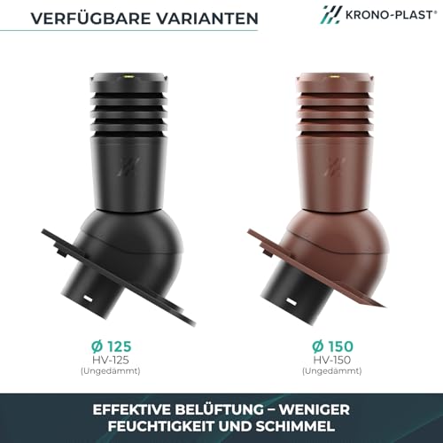 Entlüfterkamin KRONO-PLAST Ecoline Premium 125 für Biberschwanzziegel in Kronendeckung - Doppelrömer Dachziegel Lüfter Dachlüfter (Ziegelrot - RAL 8004)
