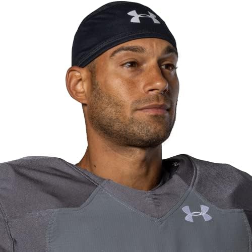 Under Armour Unisex Football Skull & Wave Cap, Cooling Helmet & Hair Cap with 4-Way Stretch & Elastic Fabric, OSFA, Black - 2