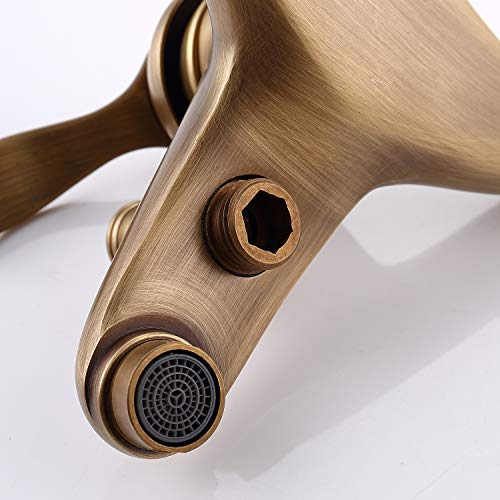 HomeLava Wannenarmatur Antik Messing Bad Dusche Armaturen Set Badewanne Wasserhahn Wandmontage mit Handbrause