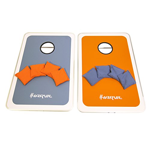 image for Harvil Aluminum-Framed Cornhole Bean Bag Toss Game Set with 8 Double-L